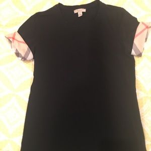 Women’s Burberry Black Check Trim T-Shirt